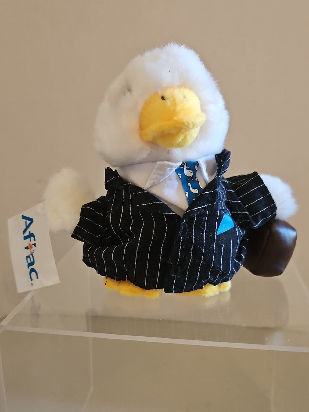 AFLAC Business Duck in Black Pinstripe Suit - White & Yellow Voice Works